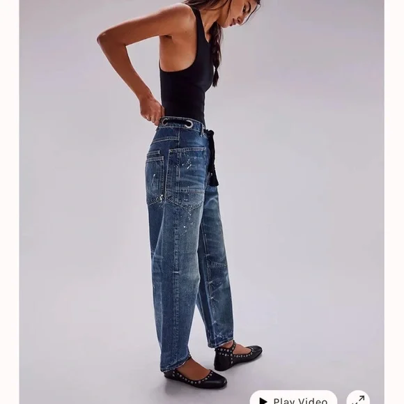 Free People We The Free Moxie Pull-On Barrel Jeans - Picture 3 of 7